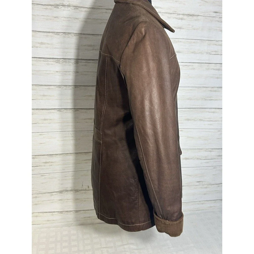 WILSONS LEATHER Size MEDIUM Womens Brown Jacket Lined Insulated motorcycle barn